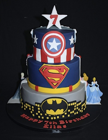"Double Sided Cake: Superheros"