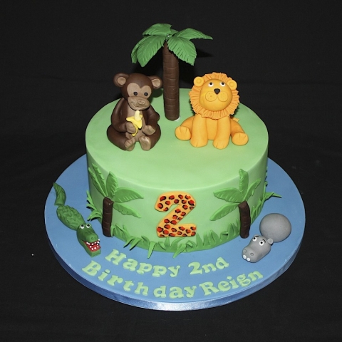 "Jungle Single Tier Cake"