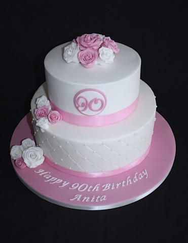 "Pink Roses 90th Cake"