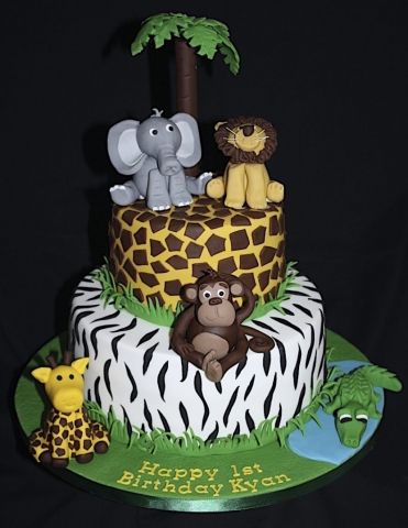 "Two Tier Jungle Safari 5 Animals"