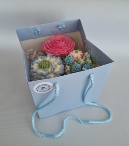 "Mini Cupcake Bouquet Baby Blue and Pink"