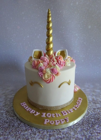 "Golden Pastel Unicorn Cake"