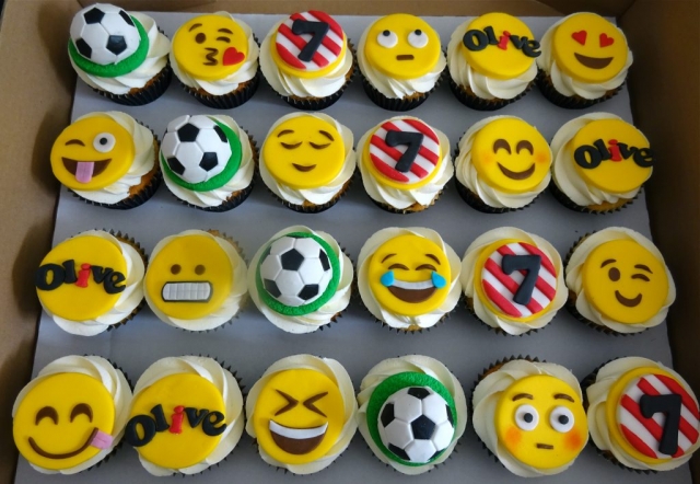 "Emoji and Football Cupcakes"