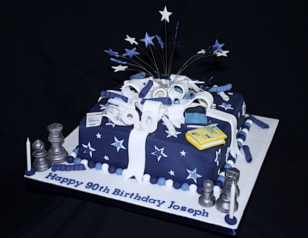 "Navy & White Chess 90th Starburst"