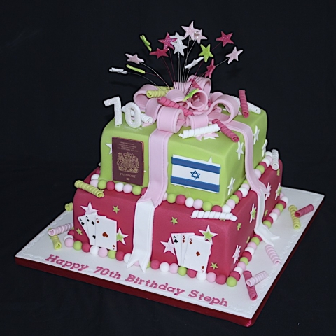 "Hot Pink & Lime Green Two Tier Starburst"