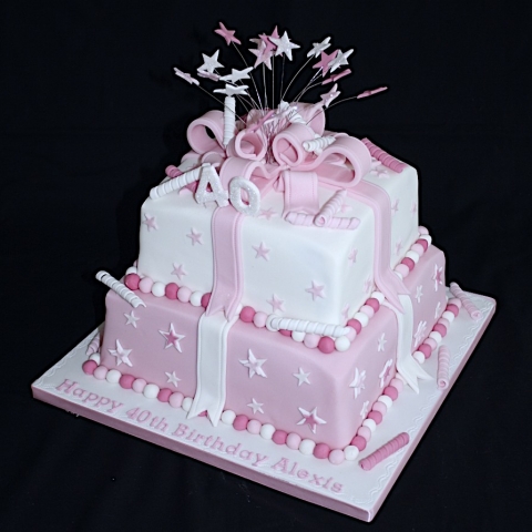 "Baby Pink & White Two Tier Starburst"