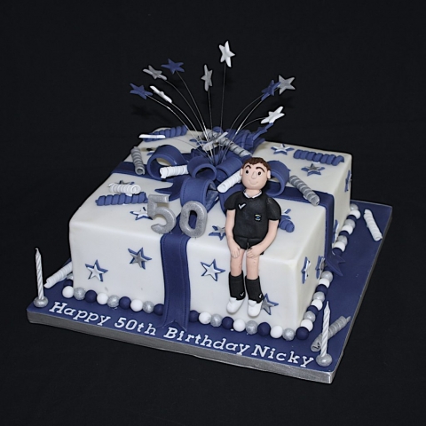 White & Navy 50th Starburst"