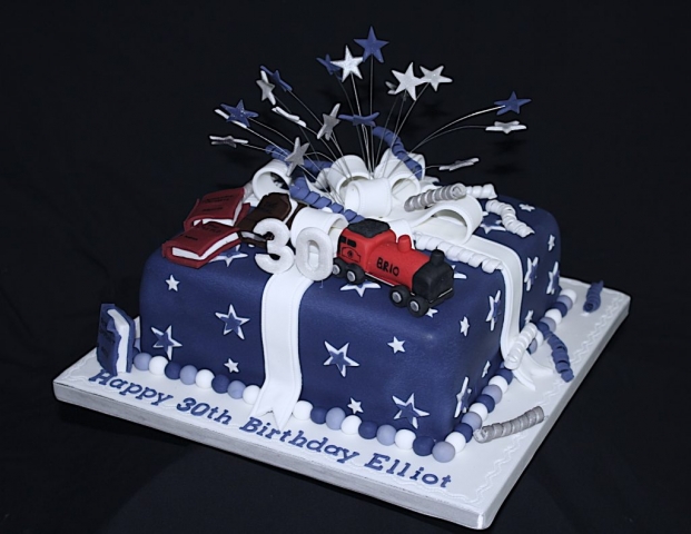 "Navy & White 30th Starburst"