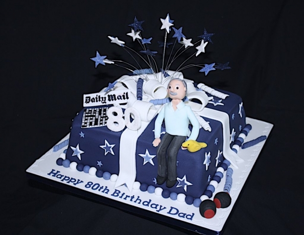 "Navy & White 80th Starburst"