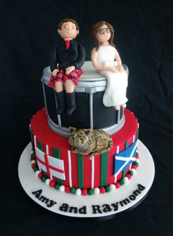 "Scottish and English Drummers Wedding Cake"