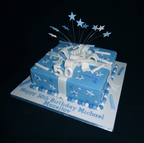 "Baby Blue & White Starburst"