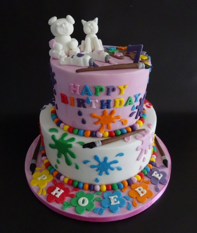"Pottery Painting Party Cake"