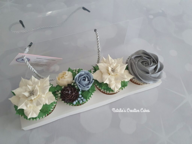 "Deluxe Box of Four Christmas Cupcakes"