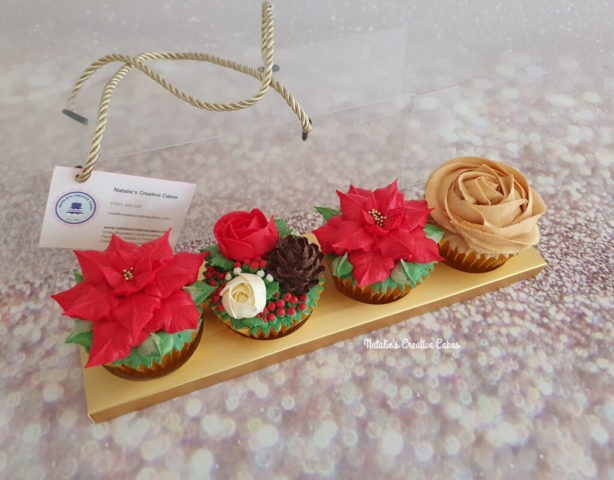 "Deluxe Box of Four Christmas Cupcakes"