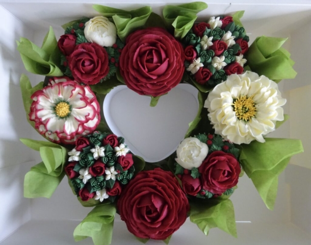 "Floral Cupcake Heart"