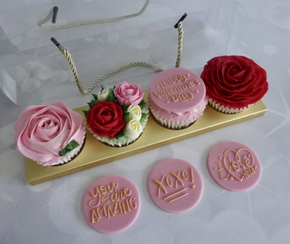 "Deluxe Box of Valentines Cupcakes"
