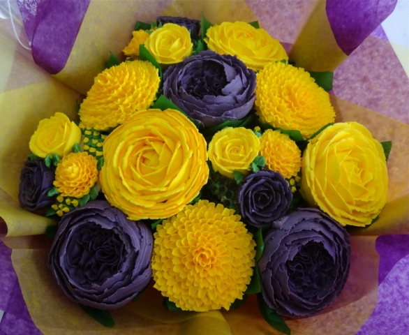 "Deluxe Medium Bouquet in Purple and Yellow"