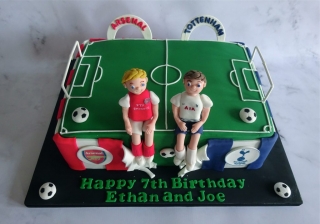 "Spurs and Arsenal Pitch Cake"
