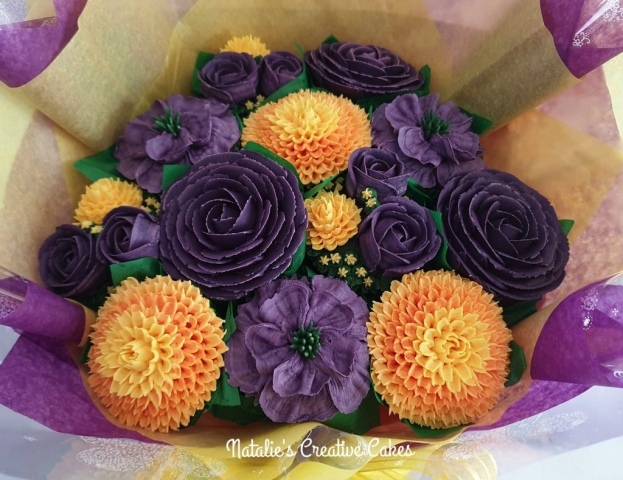 'Deluxe Medium Bouquet in Purple, Yellow, Orange"