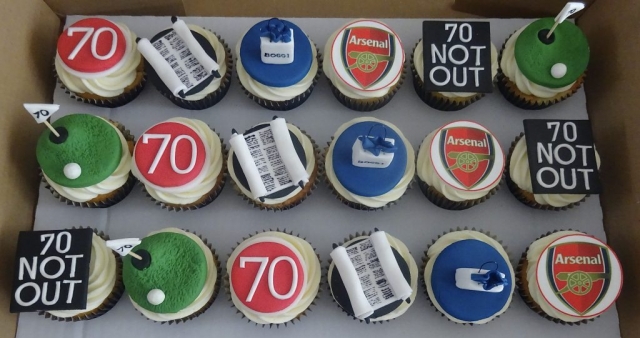 "Golf, Cricket and Football Cupcakes"