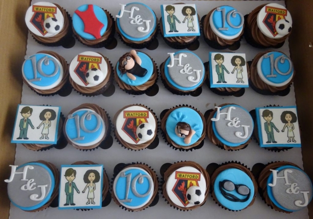 "10th Wedding Anniversary Cupcakes"