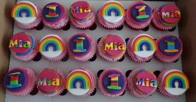 "1st Birthday Rainbow Cupcakes"