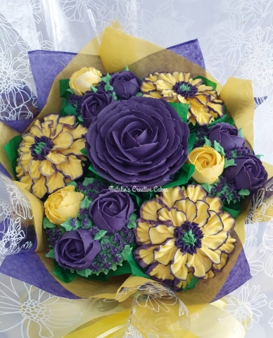"Small Deluxe Bouquet in Lemon & Purple"