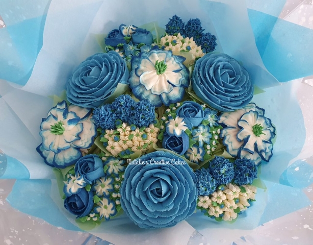 "Medium Bouquet Blues and Whites"