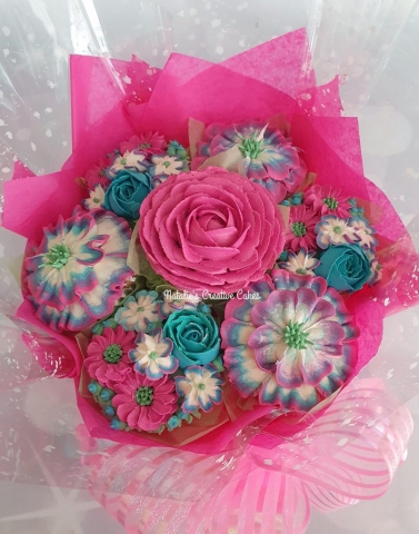 "Small Bouquet Teal, Pink"