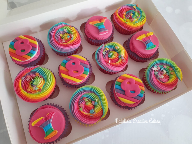 "Rainbow Themed Cupcakes"