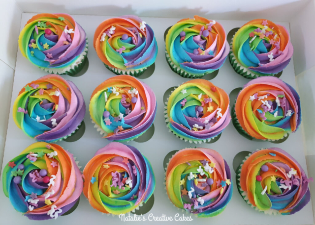 "Rainbows and Sprinkles Cupcakes"