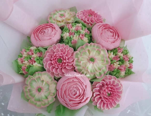 "Medium Deluxe Bouquet Pinks and Greens"