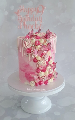 "Butterflies Drip Cake"